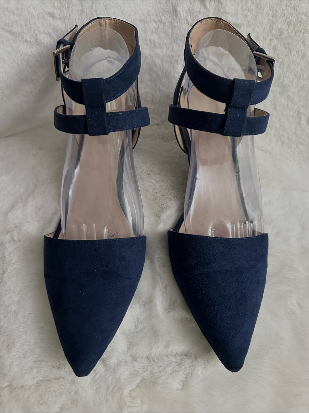 Nine West Audacity Navy Blue Suede Pointed-Toe Kitten Heels Sz 10 - Picture 4 of 4